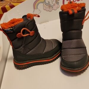 L.L. Bean Kids Ultralight Winter Boots - Dark Gray and Bright Orange